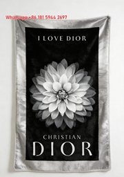 Christian Dior Monochrome Dahlia Flannel Sofa Throw Blanket D348